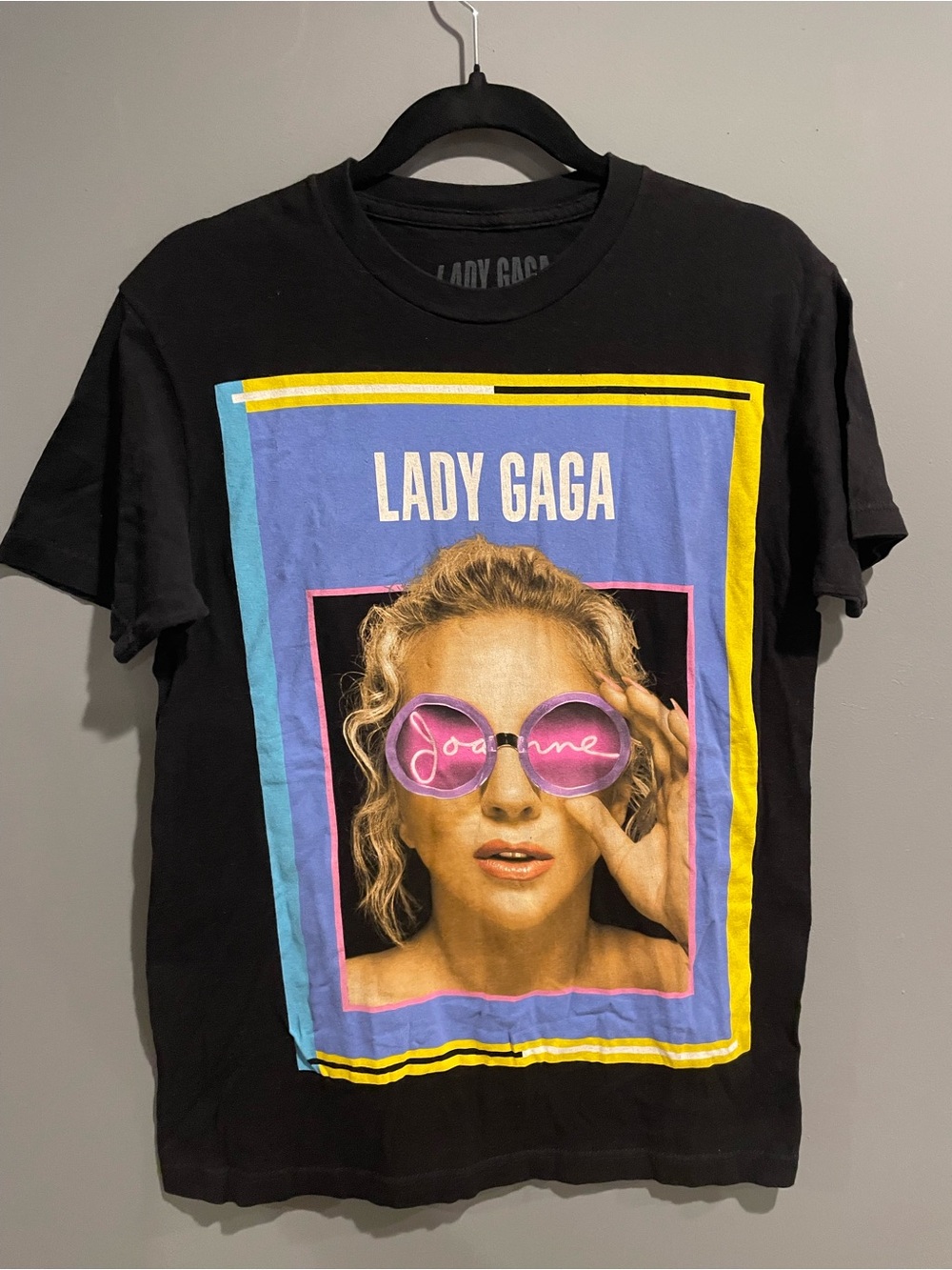 Lady Gaga Black Joanne Tour Tee with Colorful Graphic